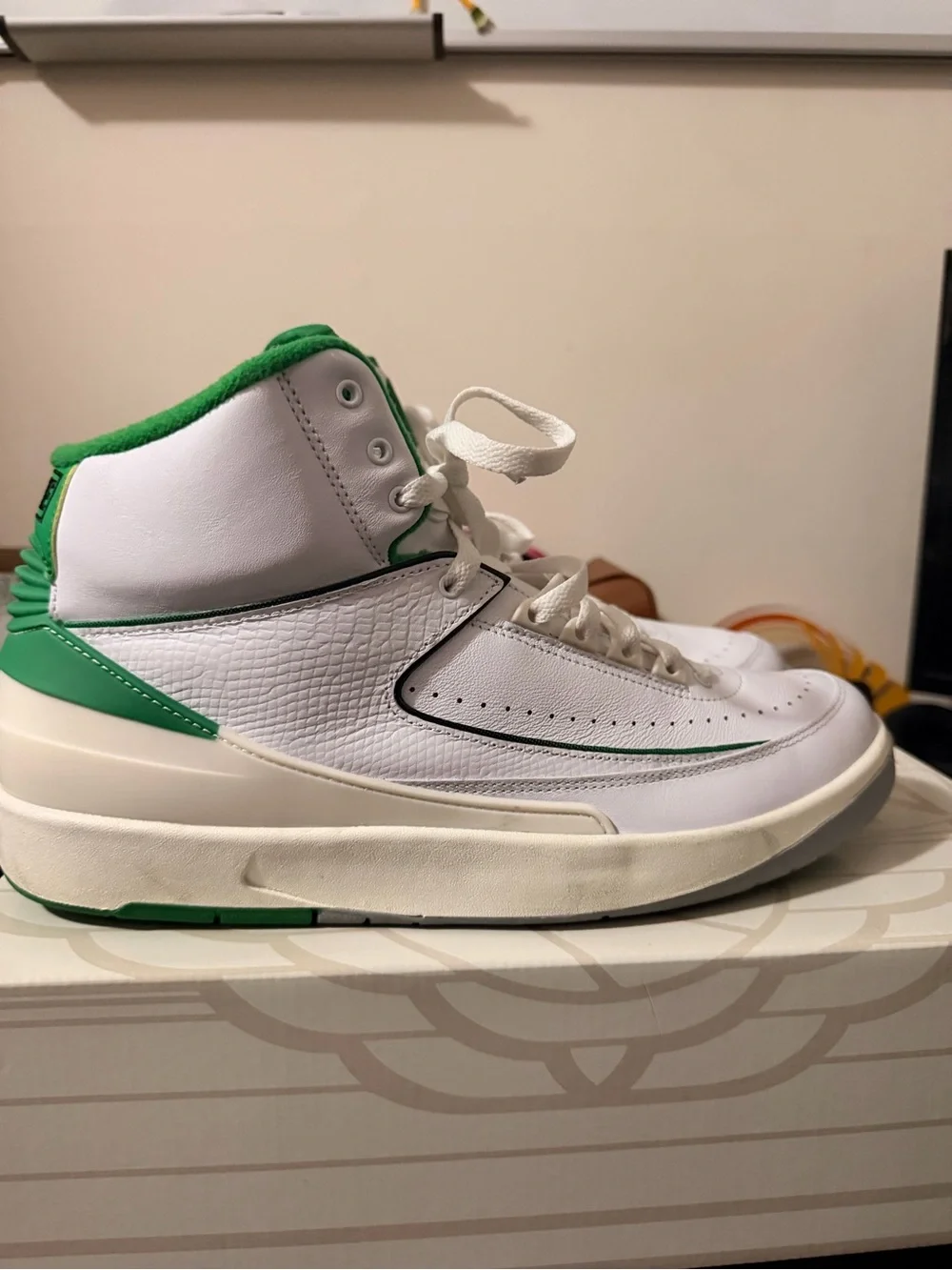 Jordan 2’s White and Green Men’s Sneakers